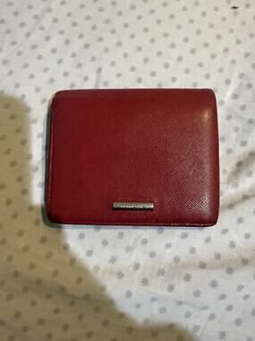 Red Burberry Saffiano leather bifold wallet